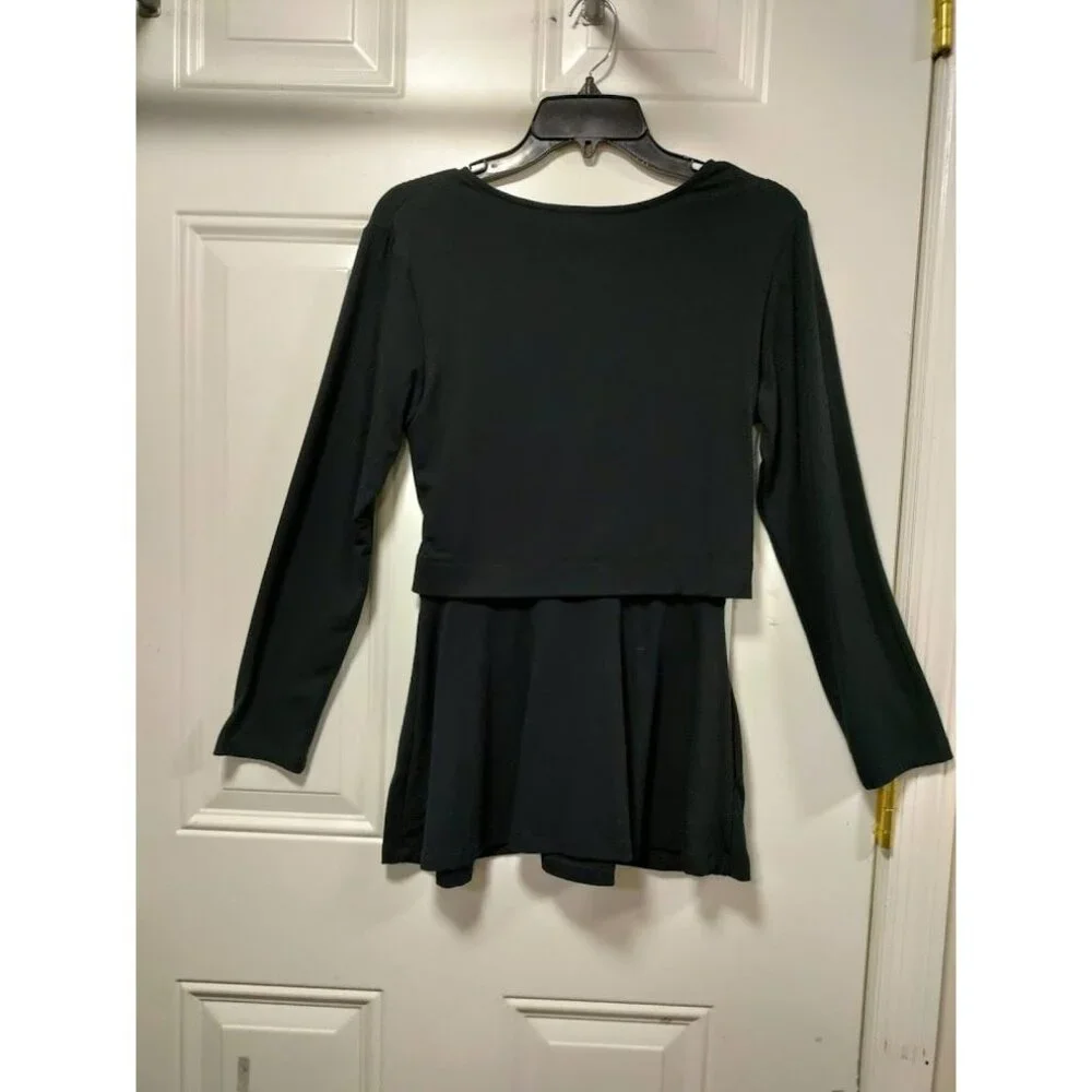 Betabrand Womens Stretch Surplice Neck Long Sleeve Peplum Blouse Black Small - Picture 5 of 9